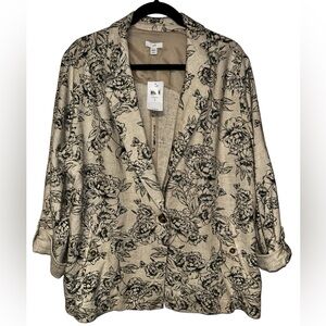 J. Jill NNC Desert Bloom Linen Blend Blazer/Jacket. Sz Large